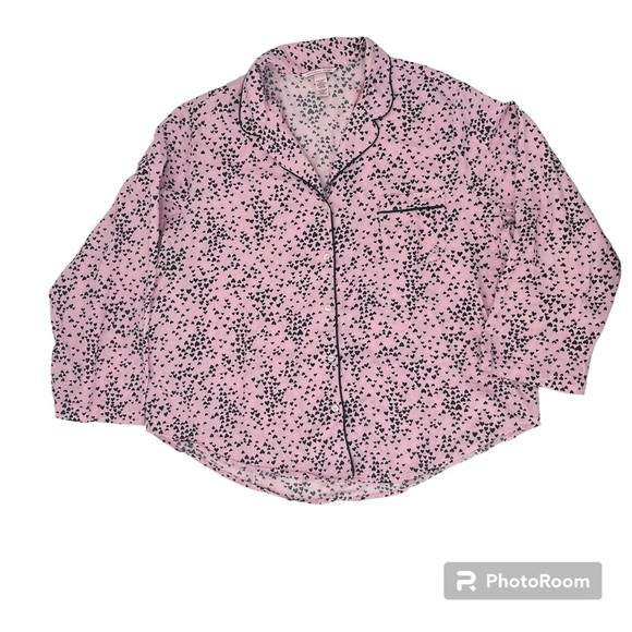 Victoria's Secret Dreamer Flannel Long Pajama Set Babydoll Tiny Hearts - XXL - Picture 2 of 12